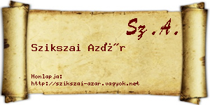 Szikszai Azár névjegykártya